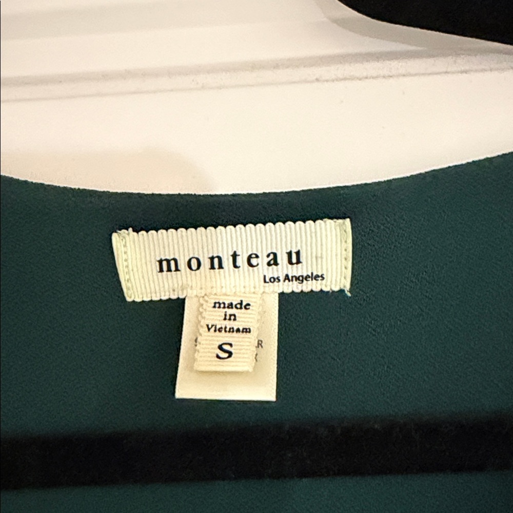 Monteau small Women’s Dark Green Long Sleeve wrap belted Dress - Picture 4 of 5